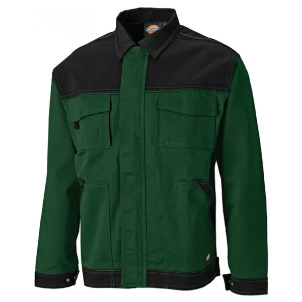 Image of Dickies Mens Industry 300 Two Tone Jacket IN30010GNBM Colour: Green / Black