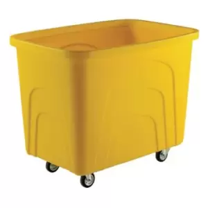 Image of Slingsby Robust Rim Tapered Plastic Container Trucks, Yellow Castors Corner Patt