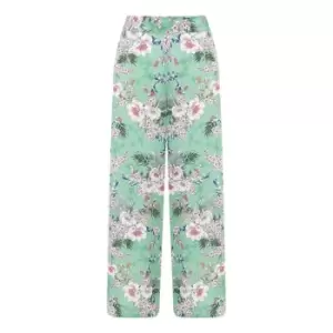 Image of Yumi Sage Green Tropical Palm Print Trousers - Green