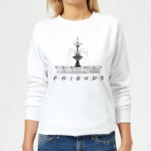 Image of Friends Fountain Sketch Womens Sweatshirt - White - M