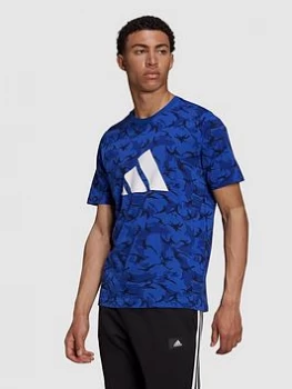 Image of adidas Future Icon Camo T-Shirt - Blue Size S, Men