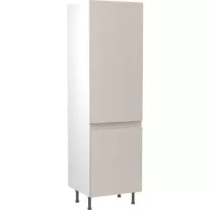 Image of Kitchen Kit Flatpack J-Pull Kitchen Cabinet Tall Fridge & Freezer 70/30 Unit Super Gloss 600mm in Light Grey MFC