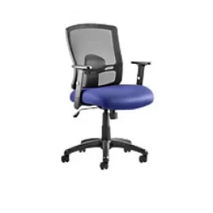 Image of Dynamic Basic Tilt Task Operator Chair Height Adjustable Arms Portland Black Back, Stevia Blue Seat Without Headrest Medium Back