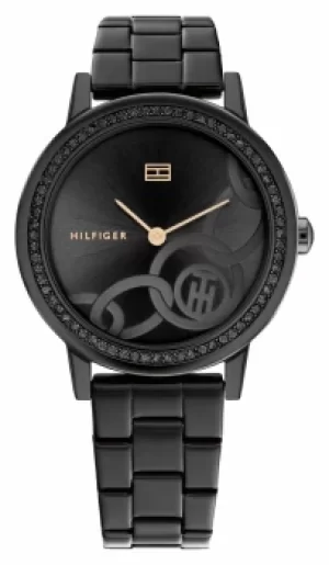 Image of Tommy Hilfiger Maya Black IP Steel Jet Stones 1782438 Watch