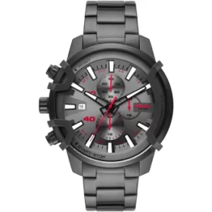 Image of Mens Diesel Griffed Chronograph Gunmetal-Tone Stainless Steel Watch