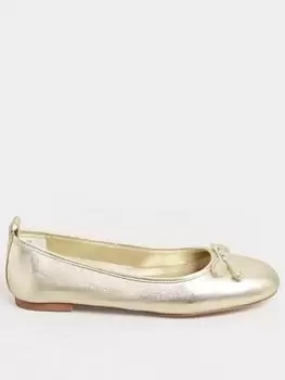 Image of Long Tall Sally Leather Ballerina - Gold, Size 13, Women