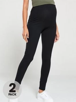 Image of Mama-Licious 2 Pack Maternity Leggings - Black Size M 10, Women
