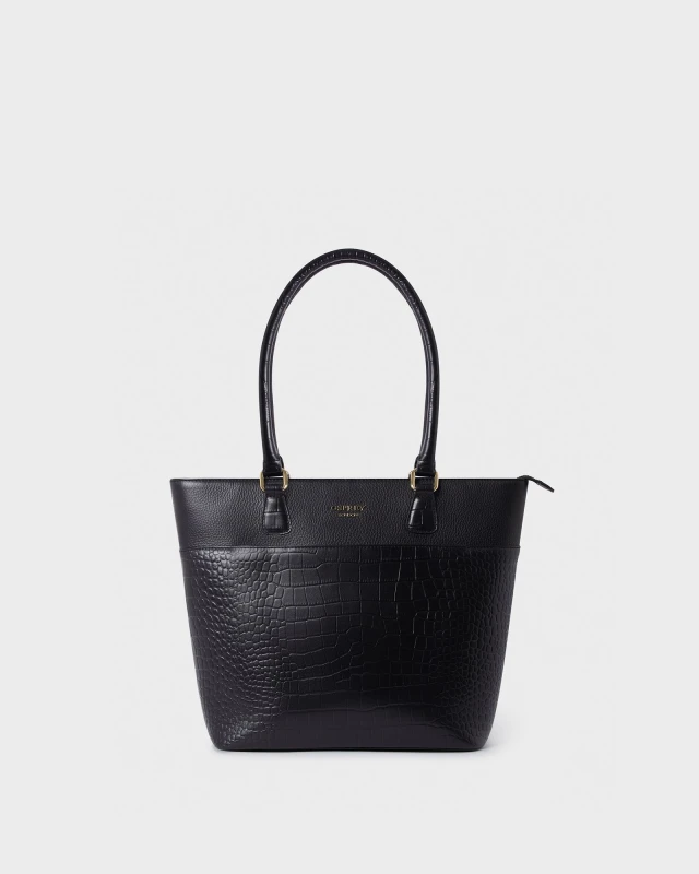 Image of OSPREY LONDON Womens The Kellie Leather Tote Bag in Black Female