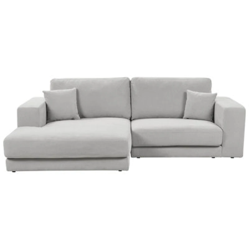 Image of Beliani Corner Sofa 3 Seater Lofoten Fabric Light Grey Right Hand