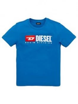 Image of Diesel Boys Short Sleeve Logo T-Shirt - Blue, Size 14 Years