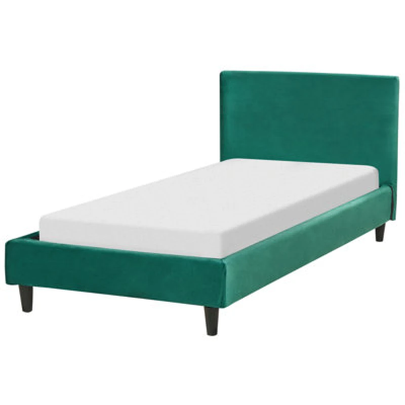 Image of Beliani Bed Velvet Fitou 90 X 200 Cm (Eu Single) Dark Green