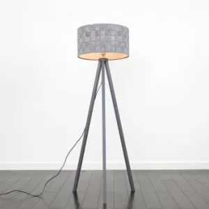 Image of Barbro Grey Tripod Floor Lamp With Grey Felt Shade