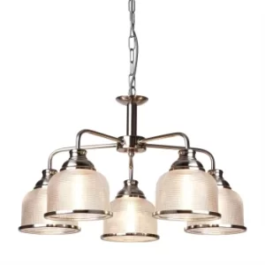Image of Bistro 5 Light Multi Arm Ceiling Pendant Silver, White, E27