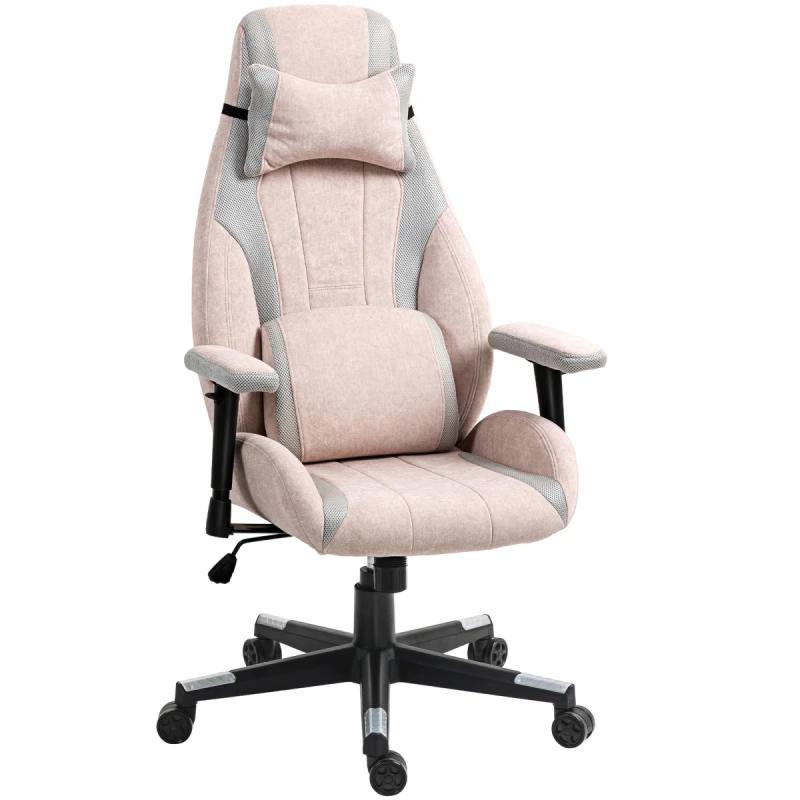 Image of HOMCOM HOMCOM Gamer Computer Chair, Gaming Chair with Swivel Wheels, Pale Pink