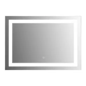 Image of kleankin 70x50cm LED Bathroom Mirror Wall Mounted Vanity Light Illuminated w/ Touch Switch Accessories Home Furnishings