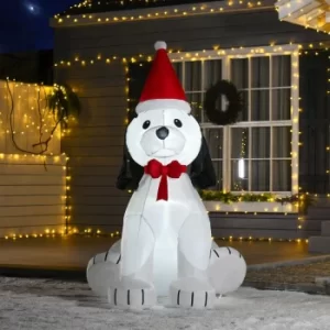 Image of Christmas Time 1.8m Inflatable Christmas Puppy Dog with Santa Hat Lighted Blow Up Decoration