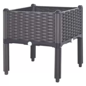 Image of Outsunny Rattan Effect Raised Planter Box - Brown