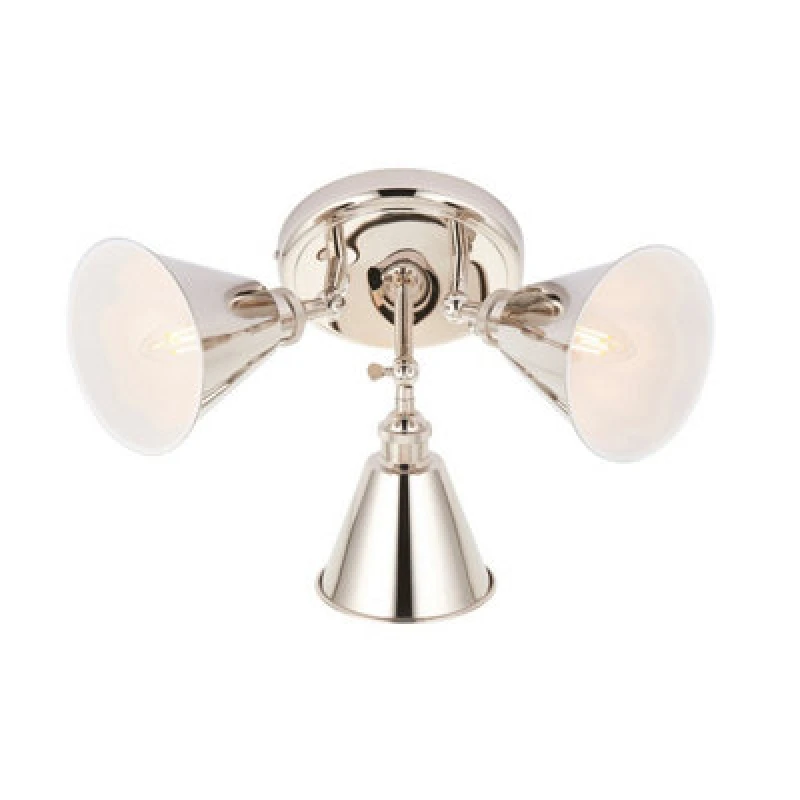 Image of EDITE Halle 3-Light Semi-Flush Ceiling Light in Bright Nickel chrome ONE SIZE