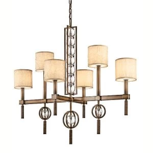 Image of 6 Light Multi Arm Chandelier Beige, Bronze Finish, E14