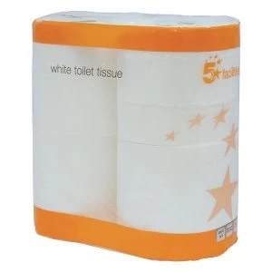 Image of 5 Star Facilities Toilet Tissue Two Ply Four Rolls of 320 Sheets White Pack 36