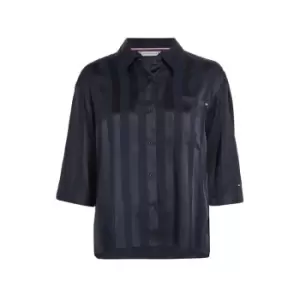 Image of TOMMY HILFIGER Short Sleeve Top Tonal Stripes - Blue