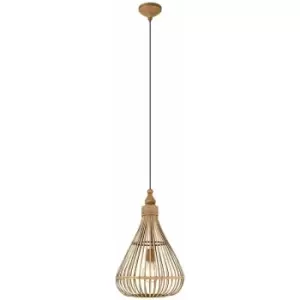 Image of Hanging Ceiling Pendant Light Pear Wicker Shade 1 x 60W E27 Hallway Feature