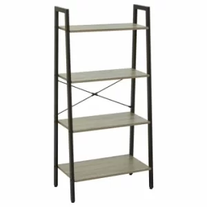 Image of Interiors by PH 4 Tier Ladder Shelving Unit with Metal Frame, Brown