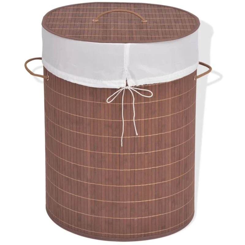 Image of VIDAXL Bamboo Laundry Bin Oval Brown Vidaxl 8718475587286