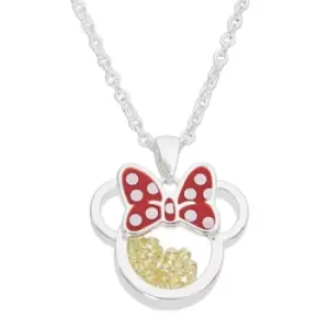 Image of Disney Minnie Silver Plated Brass with Red enamel Bow November Birthstone Floating Stone Necklace CF00308SNOVL-Q.PH