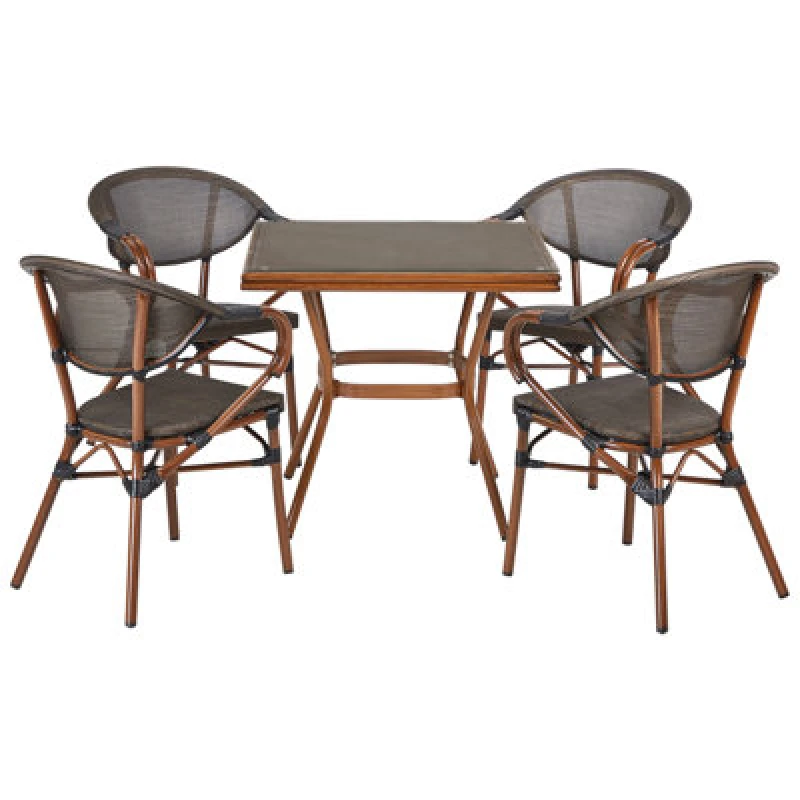 Image of Beliani Garden Dining Set 4 Seater Caspri Ii Metal Grey