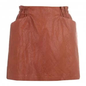 Image of Only Faux Leather Mini Skirt - Ginger Bread
