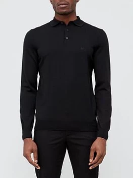 Image of Hugo Boss Bono-l Long Sleeve Polo Shirt Black Size M Men