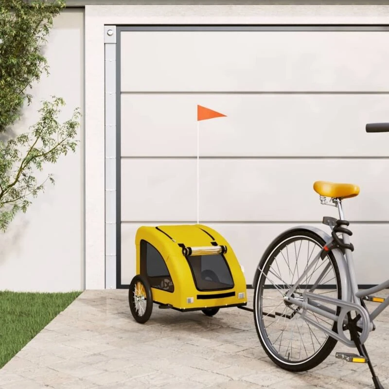Image of VIDAXL Pet Bike Trailer Yellow Oxford Fabric and Iron Vidaxl 8720845770440
