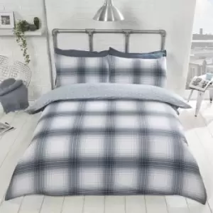 Image of Oakland Check-Denim-Duvet Cover Set-Single, Blue - Blue