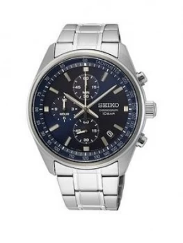 Image of Seiko Seiko Blue Sunray Chronograph Dial Stainless Steel Bracelet Mens Watch