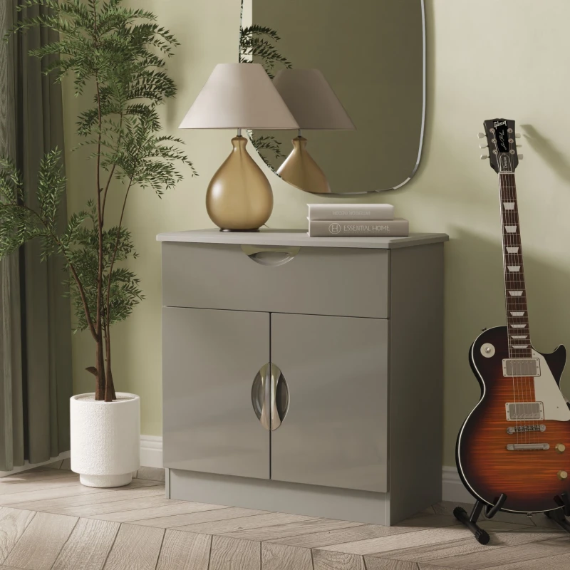 Image of Welcome Furniture Ltd Camden 1 Drawer 2 Door Sideboard in Grey Gloss & Dusk Grey - Ready Assembled, Grey CAM213GGDG