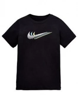 Image of Nike Nsw Older Kids Unisex Triple Swoosh T-Shirt - Black