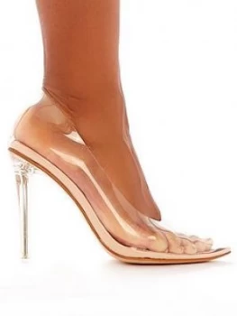 Image of Public Desire Drank Clear Plastic Heeled Shoes - Nude