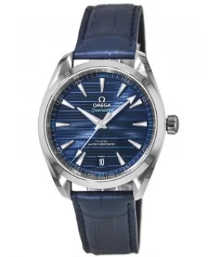 Image of Omega Seamaster Aqua Terra 150m Master Co-Axial Chronometer Blue Dial Blue Leather Mens Watch 220.13.41.21.03.001 220.13.41.21.03.001