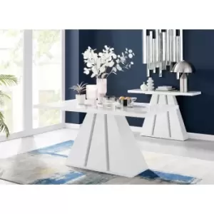 Image of Furniturebox Athens 6 Seat White High Gloss Modern Art Deco Dining Table