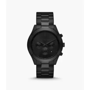 Image of Michael Kors Mens Slim Runway Chronograph Stainless Steel Watch - Black