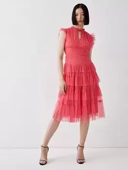 Image of COAST Frill Sleeve Dress - Hot Pink, Size 12, Women