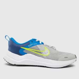 Image of Nike Grey & Navy Downshifter 12 Boys Youth Trainers