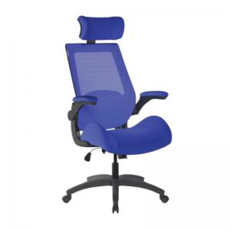Image of Resolute Bariatric Office Operator Mesh Chair with Folding Arms - Blue