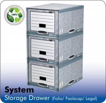 Image of Fellowes Bankers Box System Storage Drawer GryWhite Pack of 5 01820