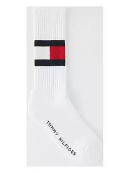 Image of Tommy Hilfiger Flag Sports Sock - White, Size 6-8, Men