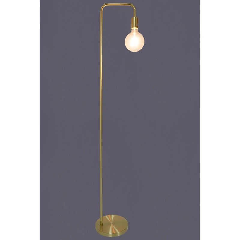 Image of K LIVING Caitlin Industrial Satin Brass Floor Lamp (Yellow Gold) Metallic Gold