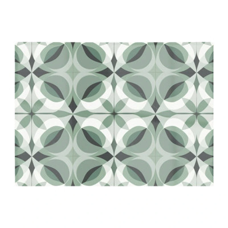 Image of Warren Reed Designer Geometric Green Grey Glass Chopping Board