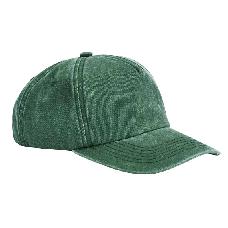 Image of Beechfield Mens Relaxed Vintage Baseball Cap in Bottle Green Bottle Green Male One Size