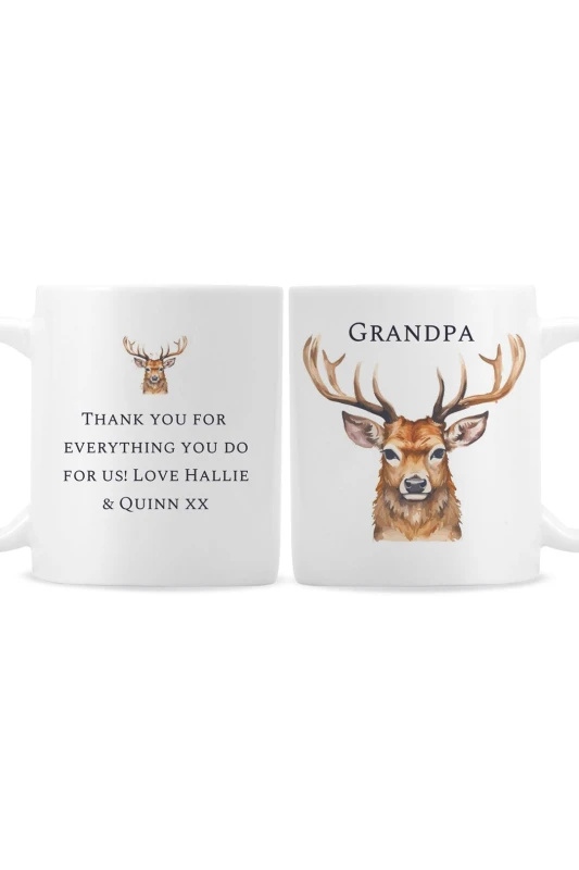 Image of Personalised Memento Company Personalised Message Water Colour Painted Stag Mug
